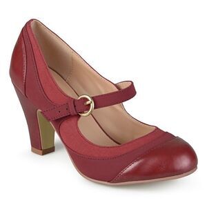 Brinley Co. Siri Wine Red Mary Jane Block Heel Pumps Size 8.5